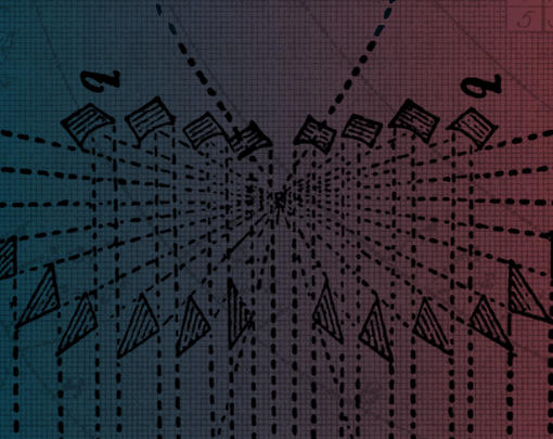 A geometric construction overlaid over a gradient